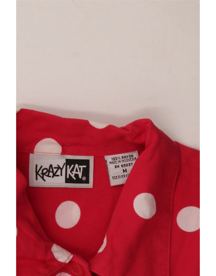KRAZY KAT Womens Short Sleeve Shirt Blouse UK 14 Medium Pink Polka Dot Vintage Krazy Kat and Second-Hand Krazy Kat from Messina Hembry 