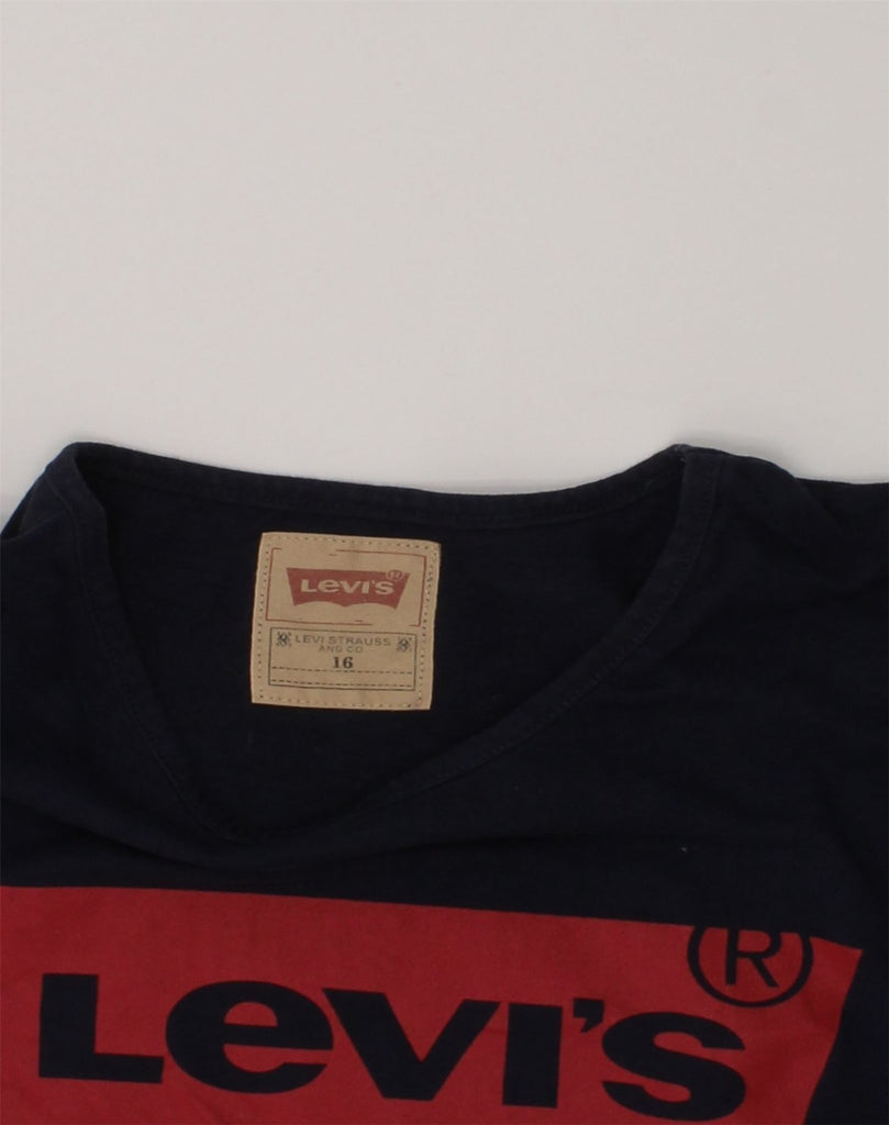 LEVI'S Boys Graphic T-Shirt Top 15-16 Years Navy Blue Cotton | Vintage Levi's | Thrift | Second-Hand Levi's | Used Clothing | Messina Hembry 