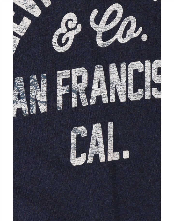 LEVI'S Mens San Francisco Graphic T-Shirt Top Large Navy Blue Vintage Levi's and Second-Hand Levi's from Messina Hembry 
