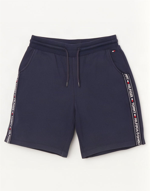 Tommy Hilfiger Womens Graphic Sport Shorts UK 14 Medium Navy Blue Cotton