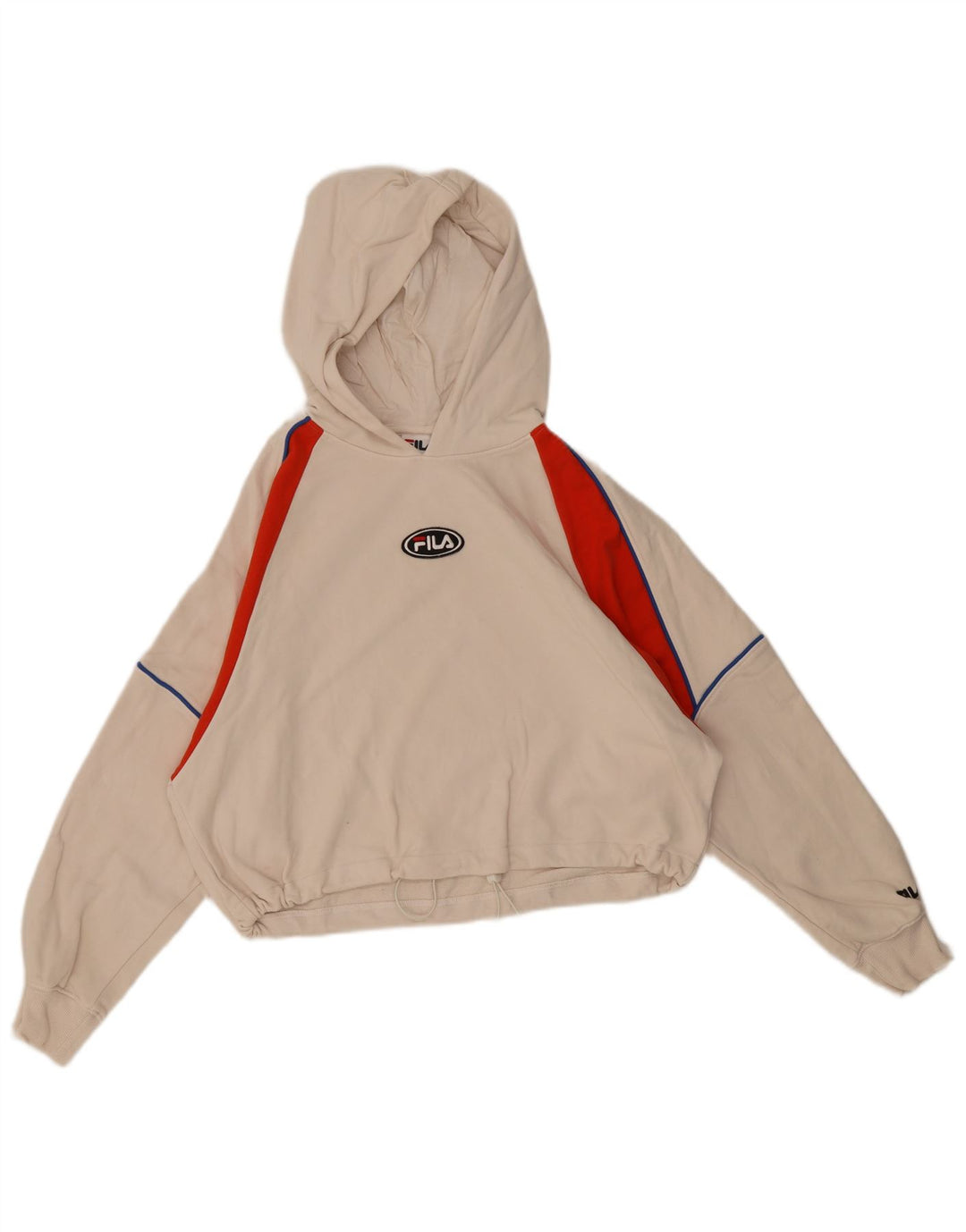 Fila Womens Crop Oversized Hoodie Jumper EU 36 Small White Colourblock