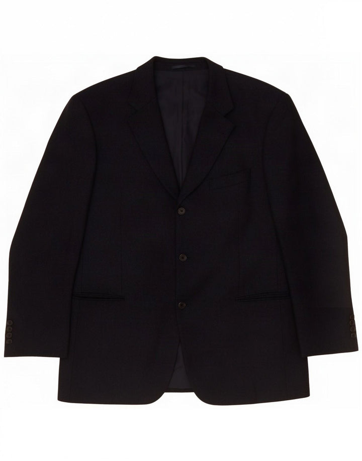Hugo Boss Mens 3 Button Blazer Jacket EU 54 2XL Navy Blue Virgin Wool