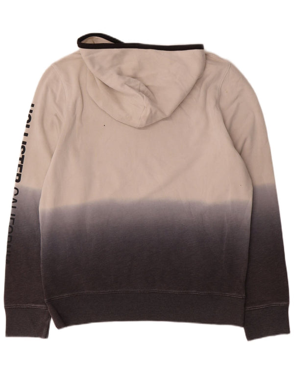 Hollister Mens Graphic Hoodie Jumper Large Grey Colourblock Cotton
