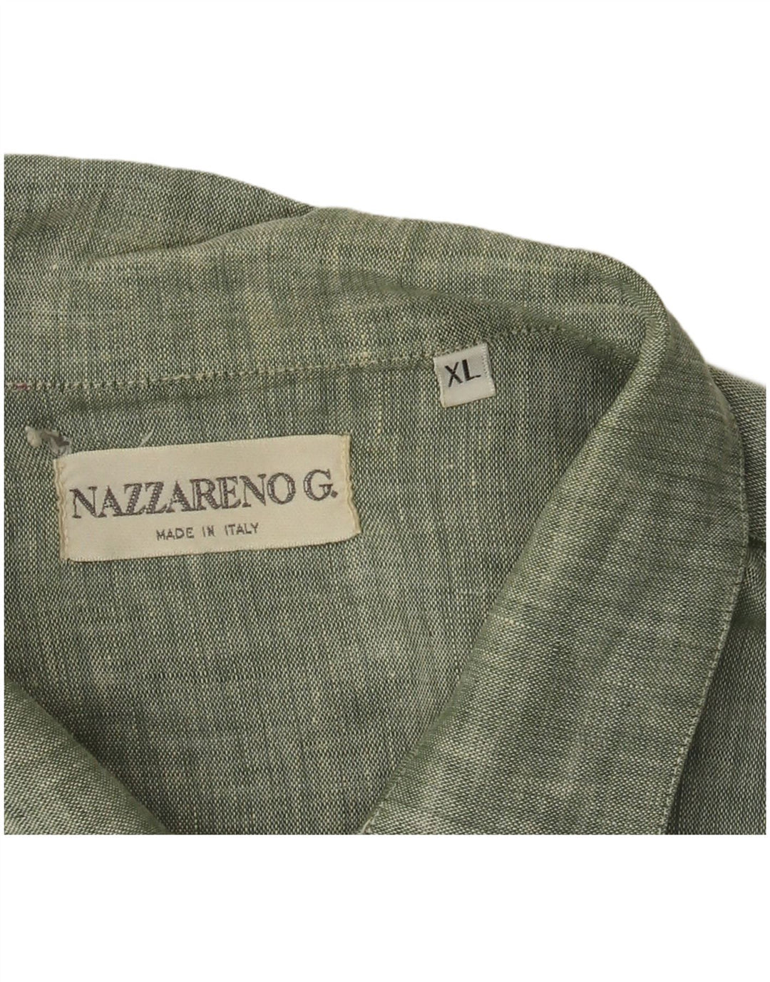 NAZZARENO G. Mens Short Sleeve Shirt XL Green Linen