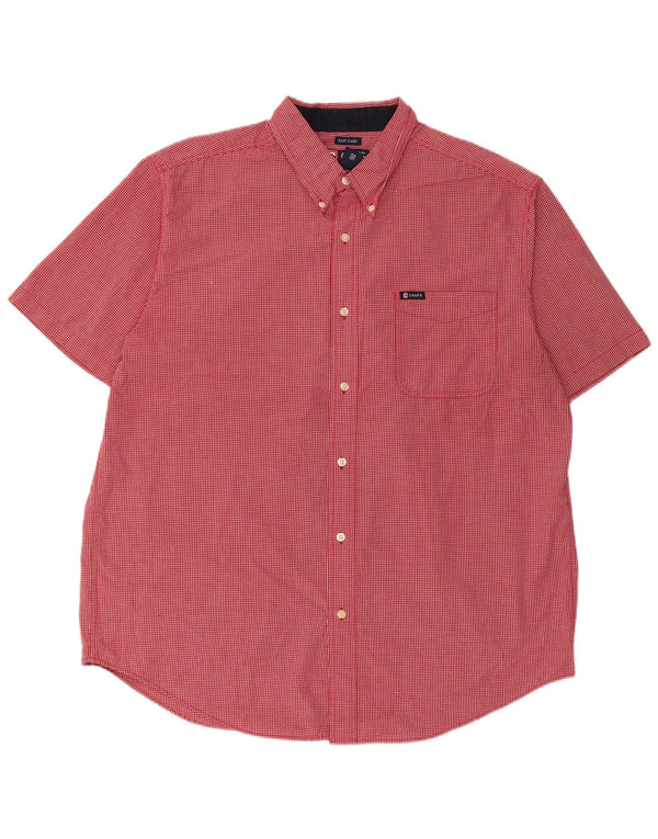 Chaps Mens Short Sleeve Shirt XL Red Gingham Cotton