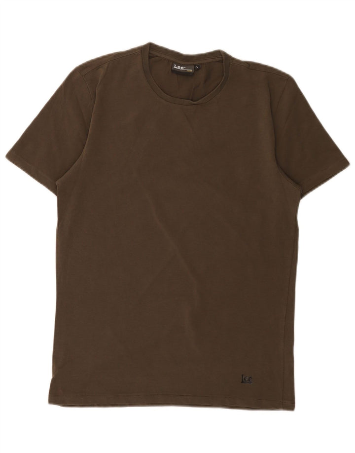 Lee Womens T-Shirt Top UK 14 Large Khaki