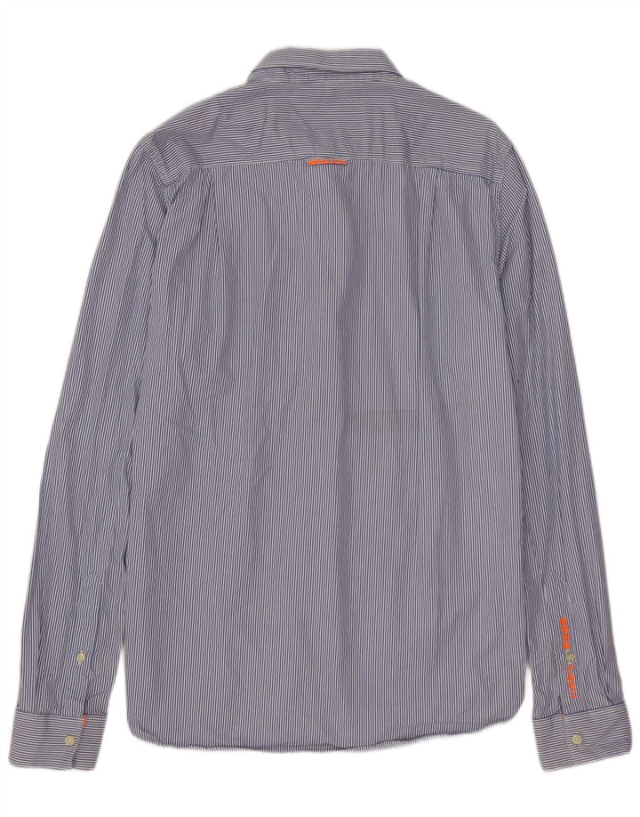 SUPERDRY Mens Shirt Medium Blue Pinstripe Cashmere