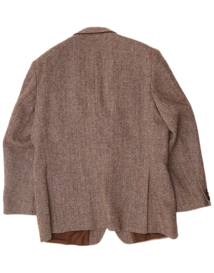 St Michael Mens 2 Button Blazer Jacket UK 38 Medium Brown Herringbone Wool