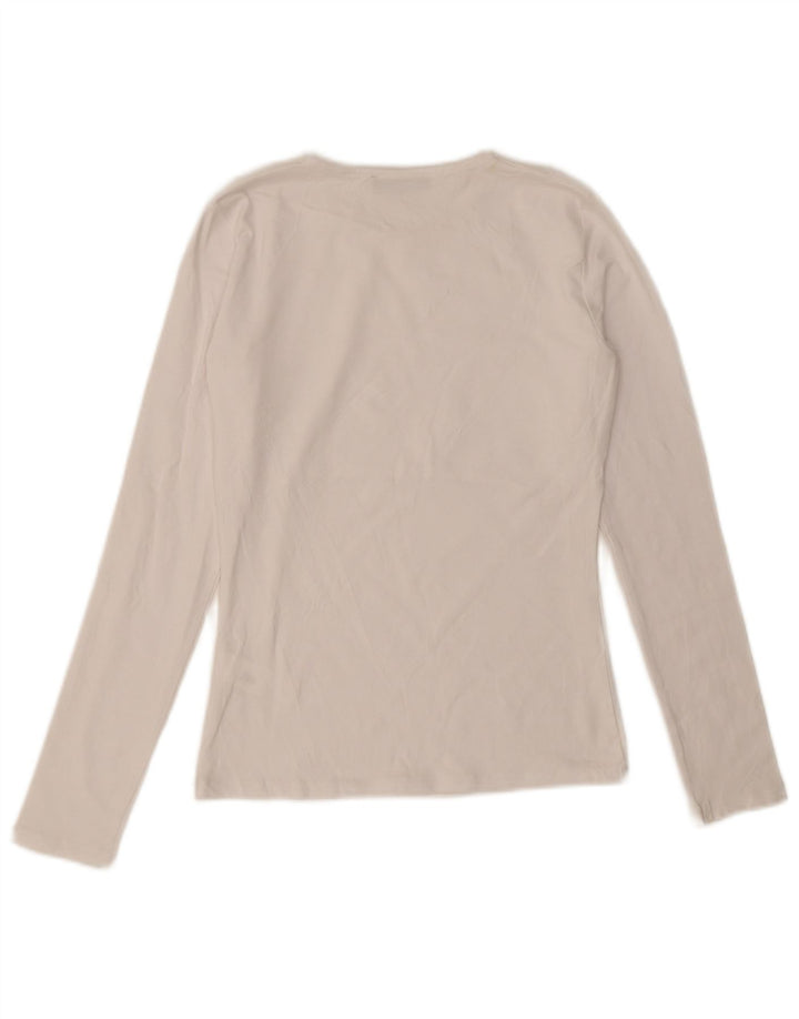 Zara Womens Top Long Sleeve UK 12 Medium White Cotton