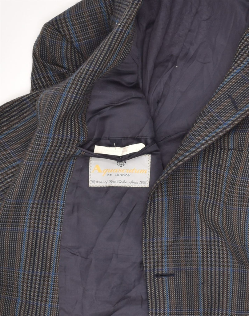 AQUASCUTUM Mens 2 Button Blazer Jacket IT 50 Large Grey Check Wool | Vintage Aquascutum | Thrift | Second-Hand Aquascutum | Used Clothing | Messina Hembry 