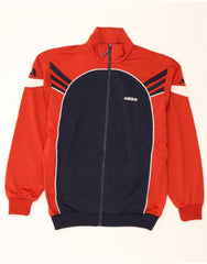 ADIDAS Boys Tracksuit Top Jacket 15-16 Years Navy Blue Colourblock