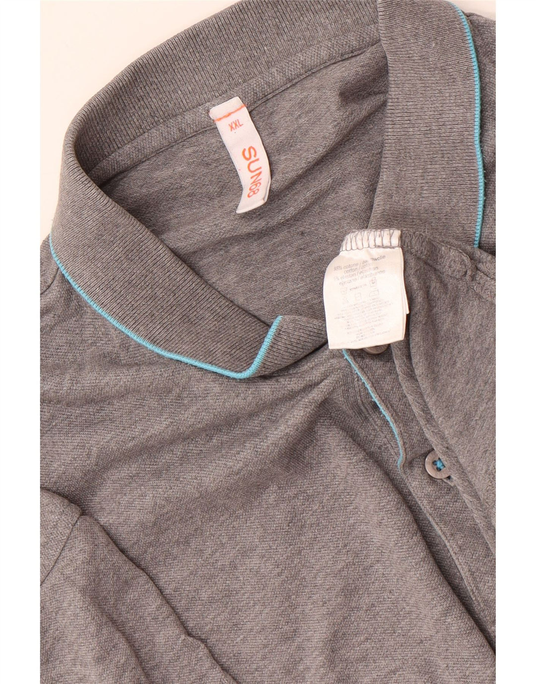 SUN68 Mens Polo Shirt 2XL Grey Striped Cotton