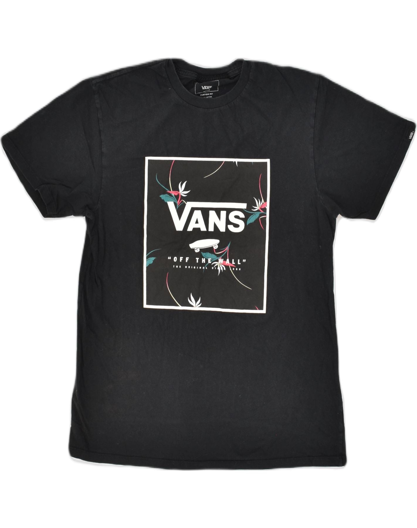 VANS Mens Custom Fit Graphic T Shirt Top Medium Black Cotton