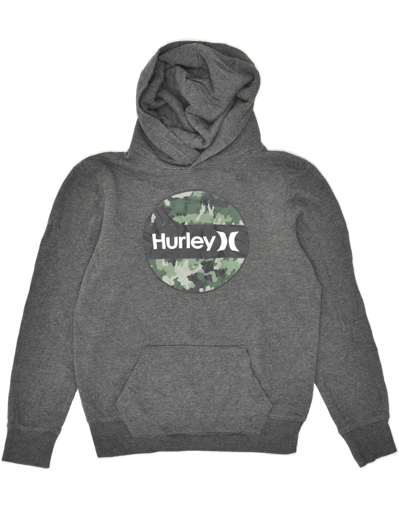 HURLEY Boys Graphic Hoodie Jumper 14-15 Years Large Grey Cotton | Vintage Hurley | Thrift | Second-Hand Hurley | Used Clothing | Messina Hembry 