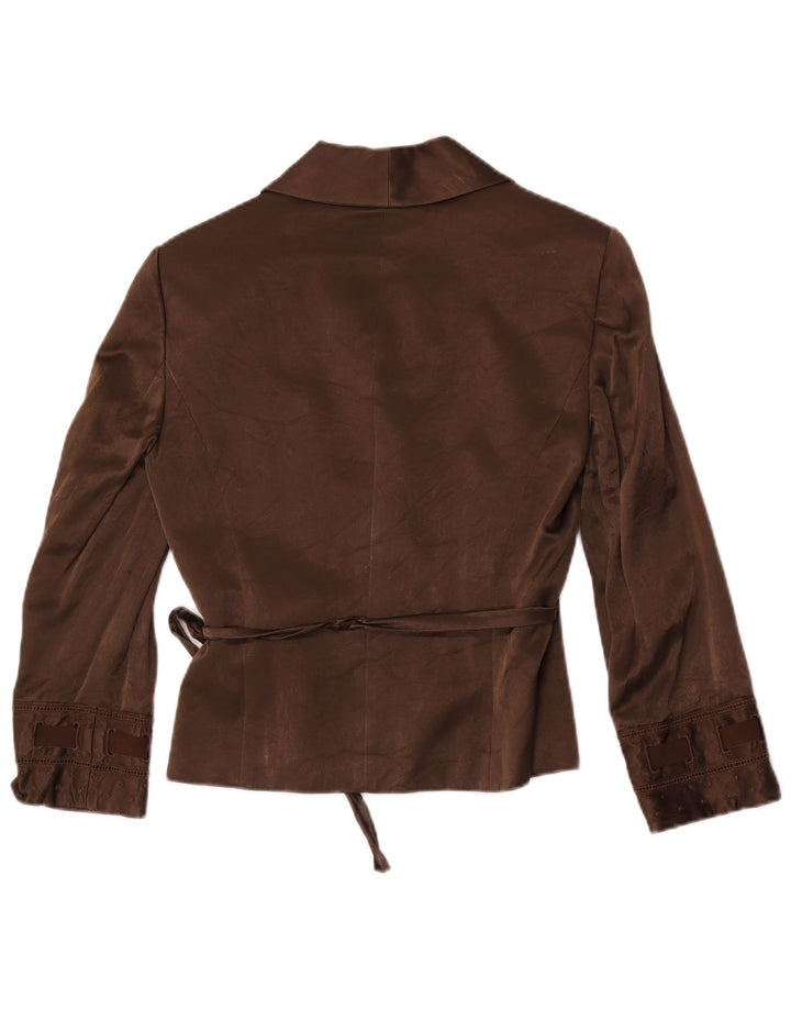 Max & Co. Womens Wrap Blazer Jacket UK 14 Large Brown Cotton