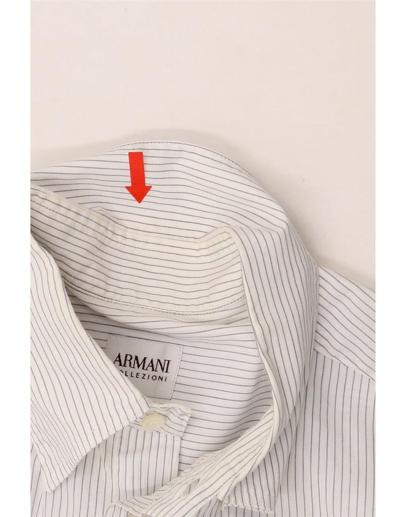 ARMANI COLLEZIONI Mens Shirt Medium White Pinstripe Vintage Armani Collezioni and Second-Hand Armani Collezioni from Messina Hembry 