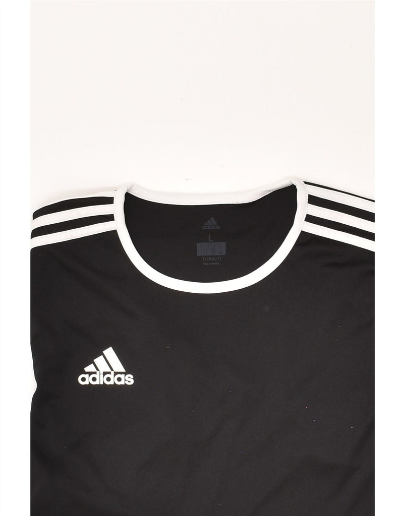 ADIDAS Mens Graphic T-Shirt Top Large Black Colourblock Polyester | Vintage Adidas | Thrift | Second-Hand Adidas | Used Clothing | Messina Hembry 