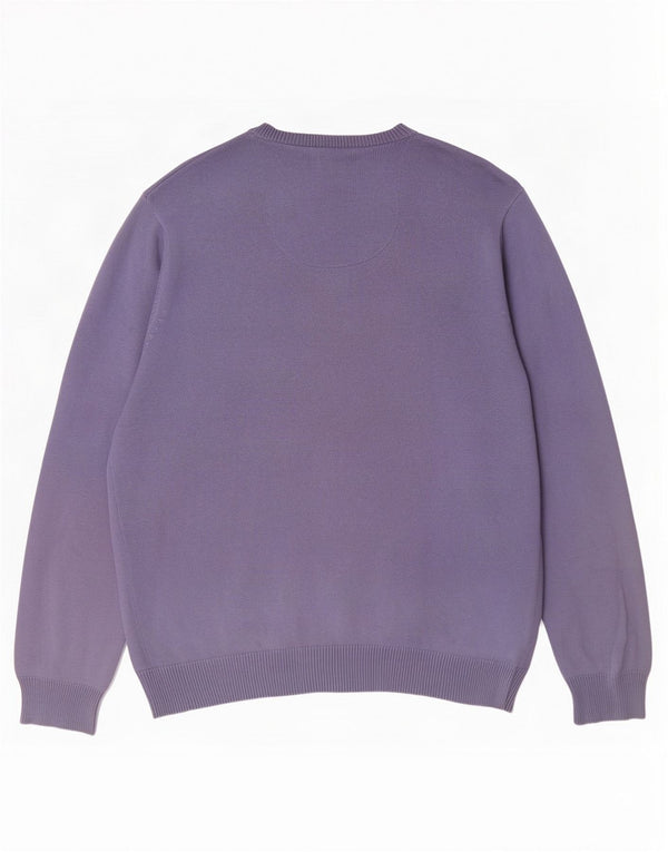 Marks & Spencer Mens Blue Harbour V-Neck Jumper Sweater Large Purple Cotton