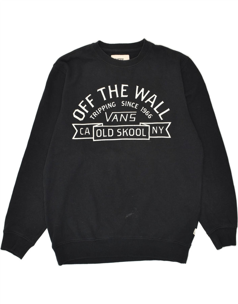 VANS Mens Graphic Sweatshirt Jumper Medium Black Cotton | Vintage Vans | Thrift | Second-Hand Vans | Used Clothing | Messina Hembry 