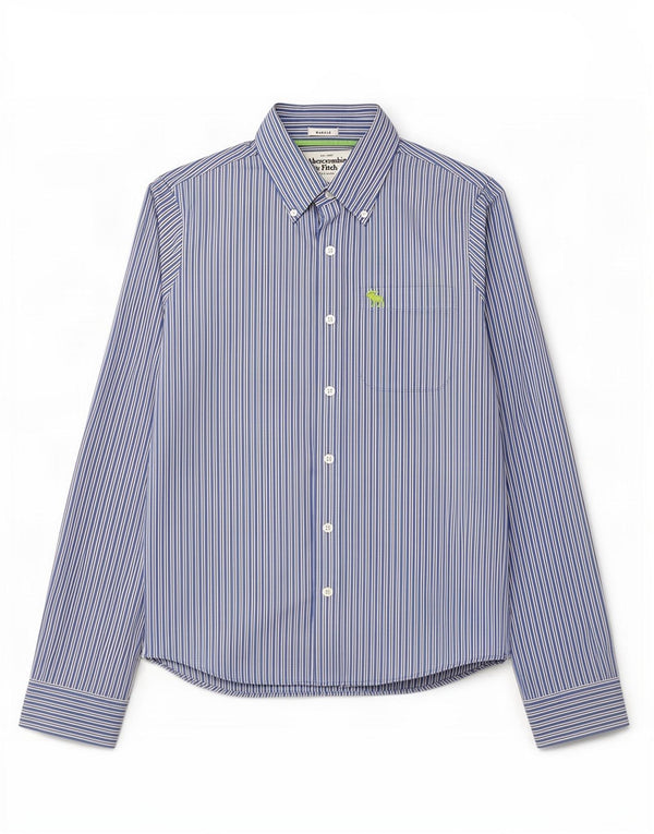 Abercrombie & Fitch Mens Muscle Shirt Large Blue Pinstripe Cotton