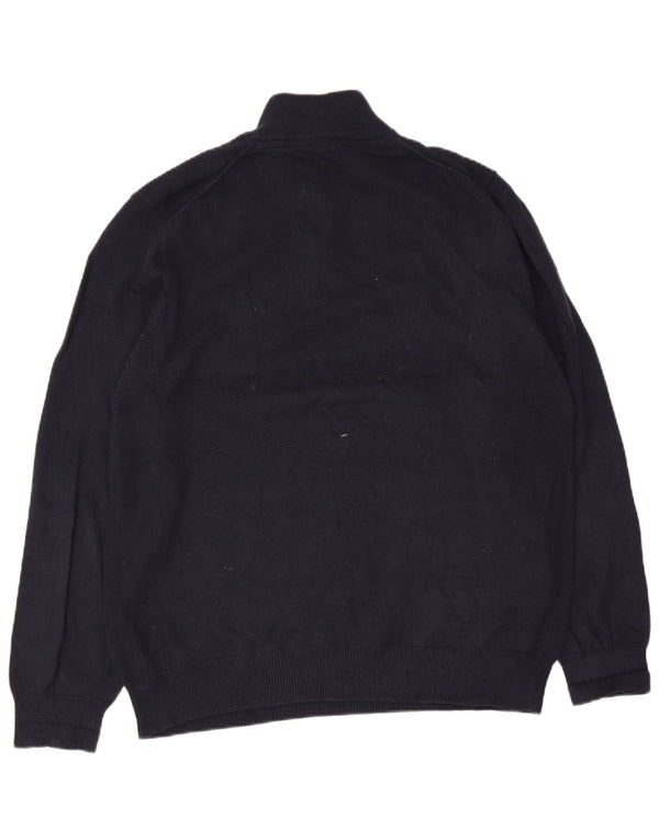 Crew Clothing Womens Zip Neck Jumper Sweater UK 18 XL Navy Blue Cotton