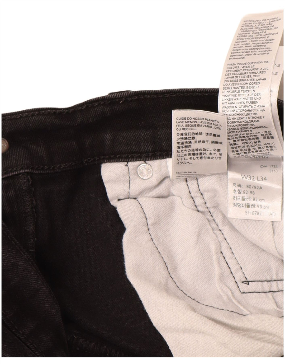 LEVI'S Mens 502 Tapered Jeans W32 L31 Black Cotton