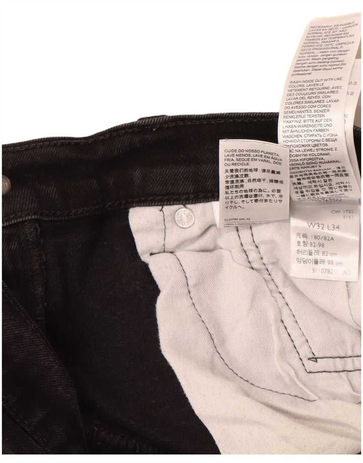 LEVI'S Mens 502 Tapered Jeans W32 L31 Black Cotton
