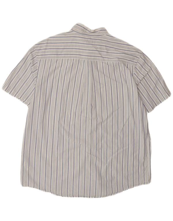 Timberland Mens Short Sleeve Shirt 2XL White Striped Cotton