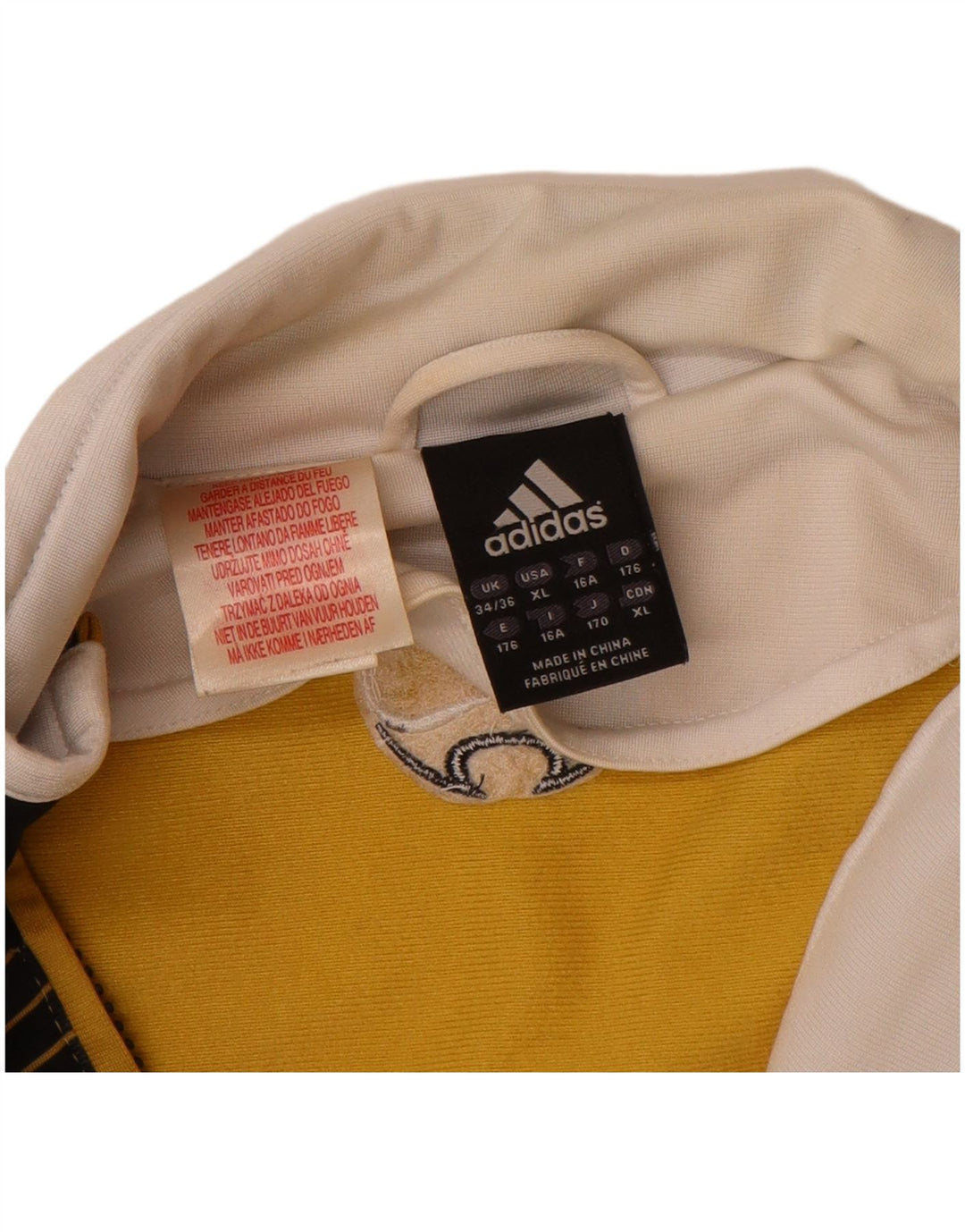 Adidas Boys Tracksuit Top Jacket 15-16 Years  Yellow Geometric Polyester