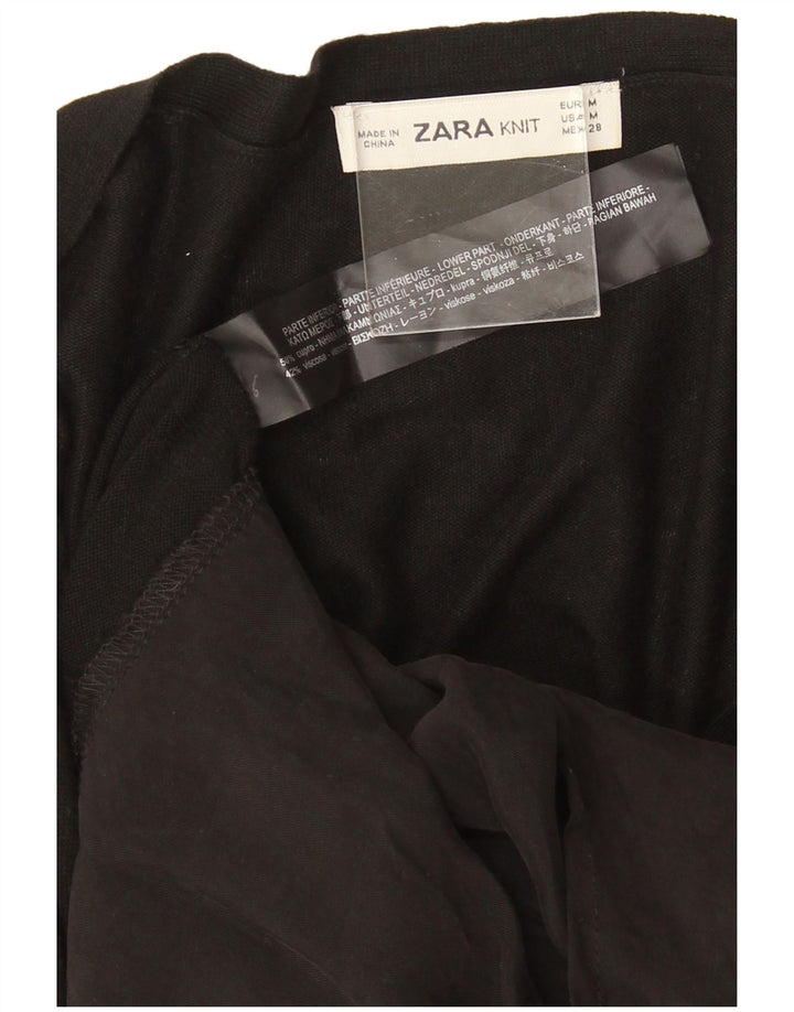 Zara Womens Cardigan Sweater UK 14 Medium Black Cupro