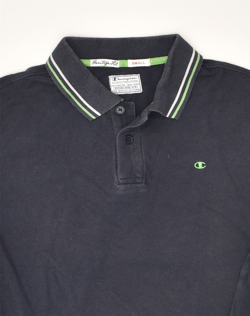 CHAMPION Mens Heritage Fit Polo Shirt Small Navy Blue Cotton | Vintage Champion | Thrift | Second-Hand Champion | Used Clothing | Messina Hembry 