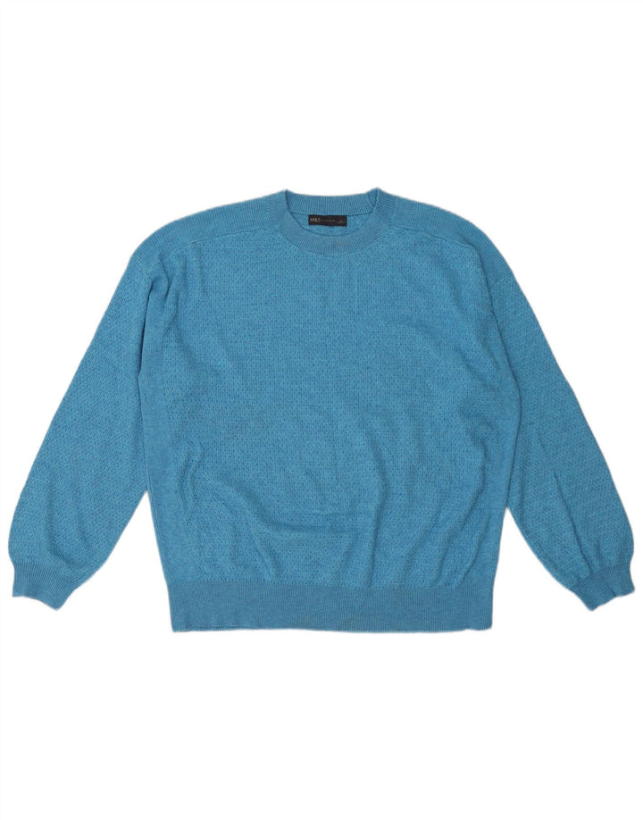 Marks & Spencer Mens Crew Neck Jumper Sweater Large Turquoise Polyester
