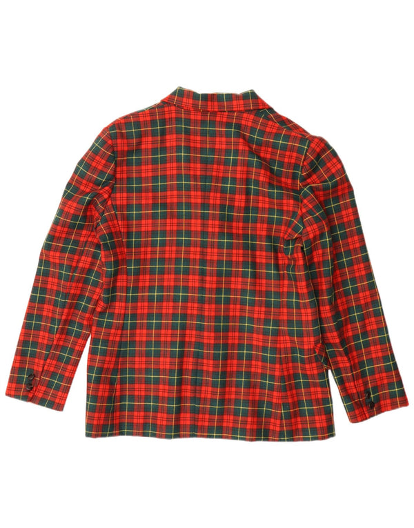 Vintage Womens 3 Button Blazer Jacket IT 46 Large Red Check Virgin Wool