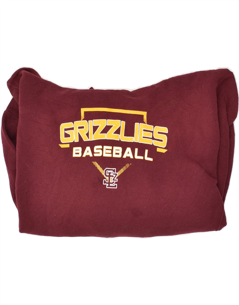 RUSSELL ATHLETIC Mens Grizzlies Graphic Hoodie Jumper XL Maroon Cotton | Vintage Russell Athletic | Thrift | Second-Hand Russell Athletic | Used Clothing | Messina Hembry 