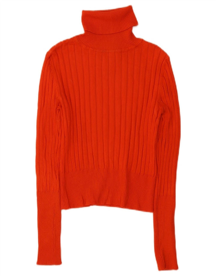 Zara Womens Crop Roll Neck Jumper Sweater UK 12 Medium Orange