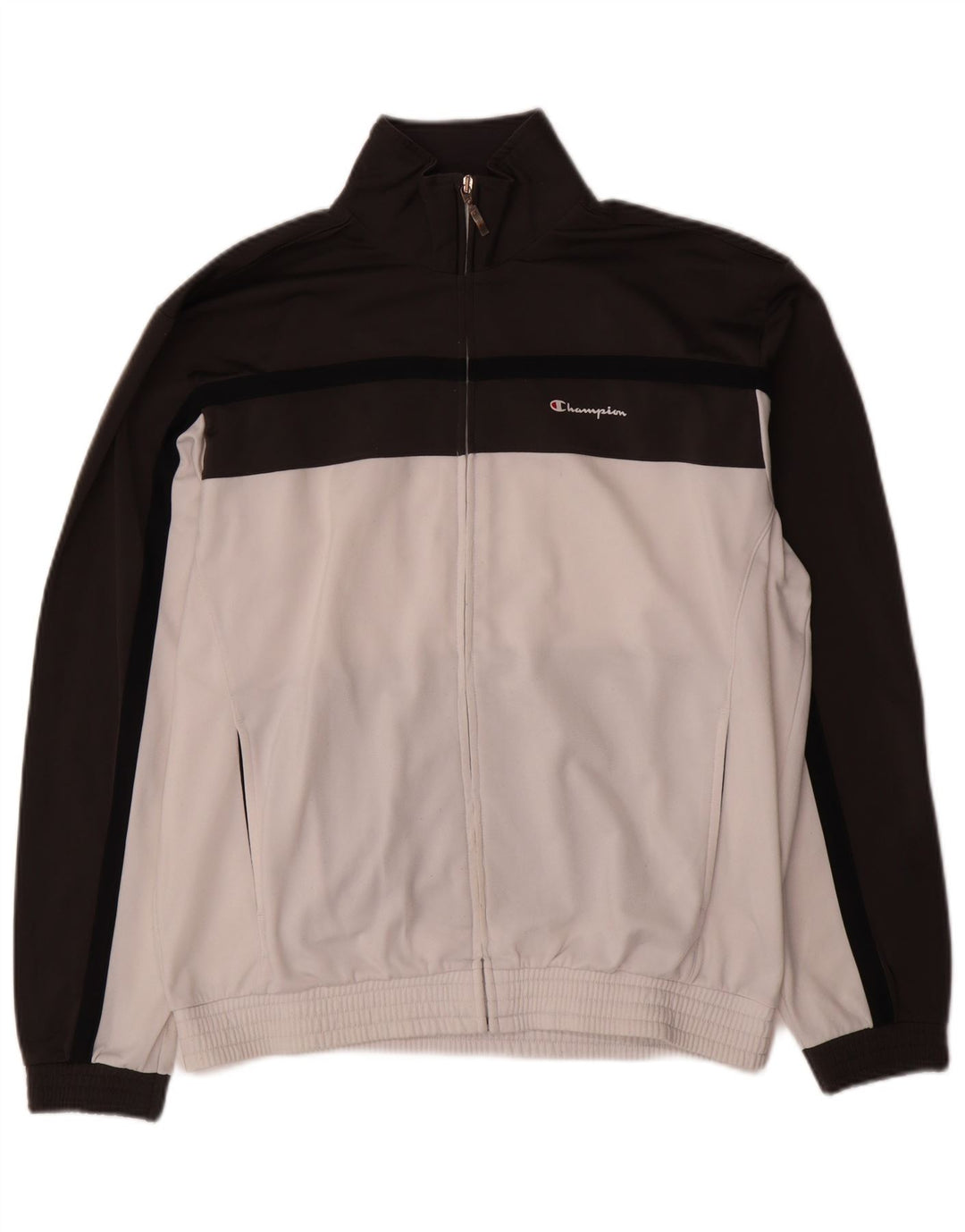 Champion Mens Tracksuit Top Jacket Large Black Colourblock Polyester