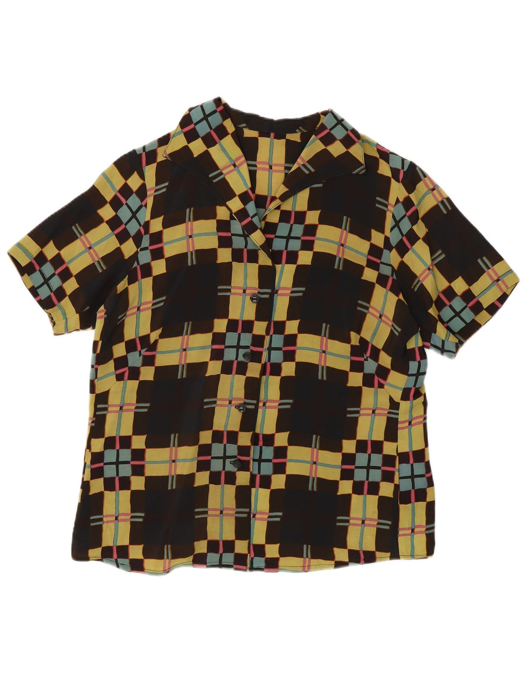 Vintage Womens Shirt Blouse UK 16 Large Multicoloured Geometric