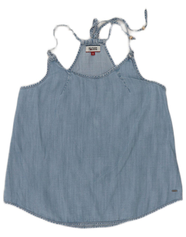 Tommy Hilfiger Womens Halter Top UK 10 Small Blue Lyocell
