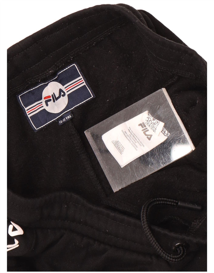 Fila Boys Graphic Tracksuit Trousers Joggers 13-14 Years Black Polyester