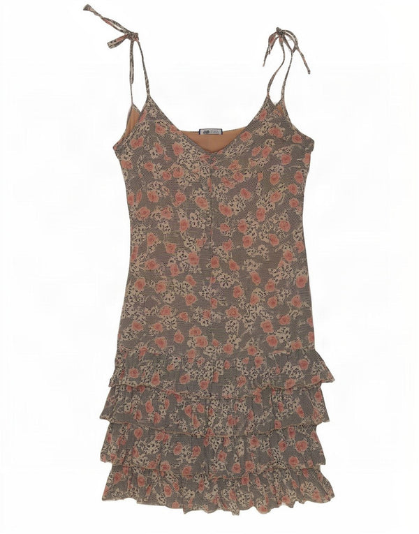 Blugirl Blumarine Womens Sleeveless Tiered Dress IT 44 Medium Grey Floral