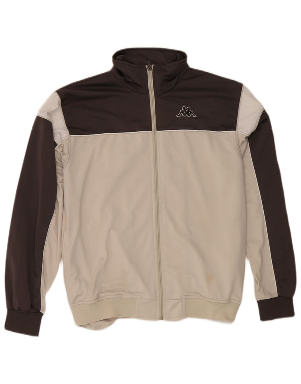 Kappa Mens Tracksuit Top Jacket Small Off White Colourblock Polyester