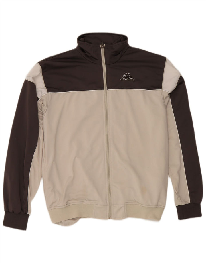 Kappa Mens Tracksuit Top Jacket Small Off White Colourblock Polyester