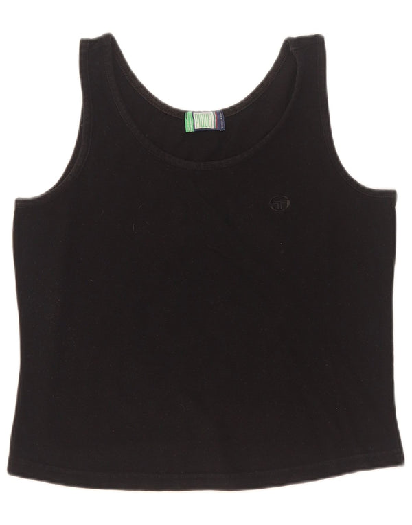 Sergio Tacchini Womens Crop Vest Top UK 10 Small Black