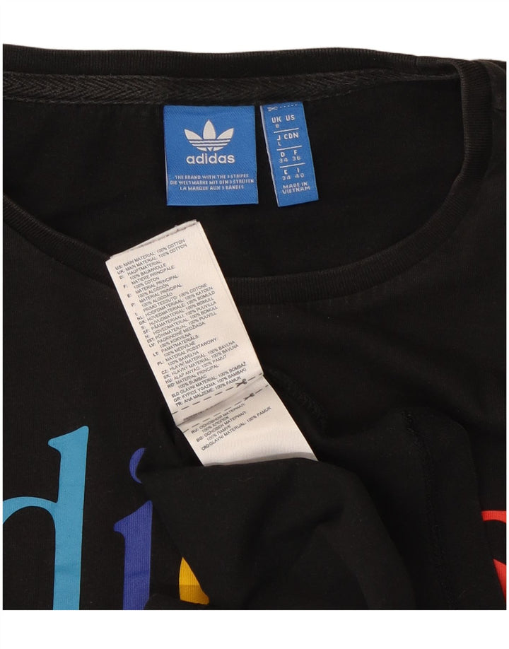 Adidas Womens Graphic T-Shirt Top UK 8 Small  Black Cotton