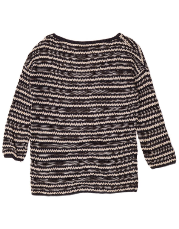 Fat Face Womens Boat Neck Jumper Sweater UK 10 Small Navy Blue Striped