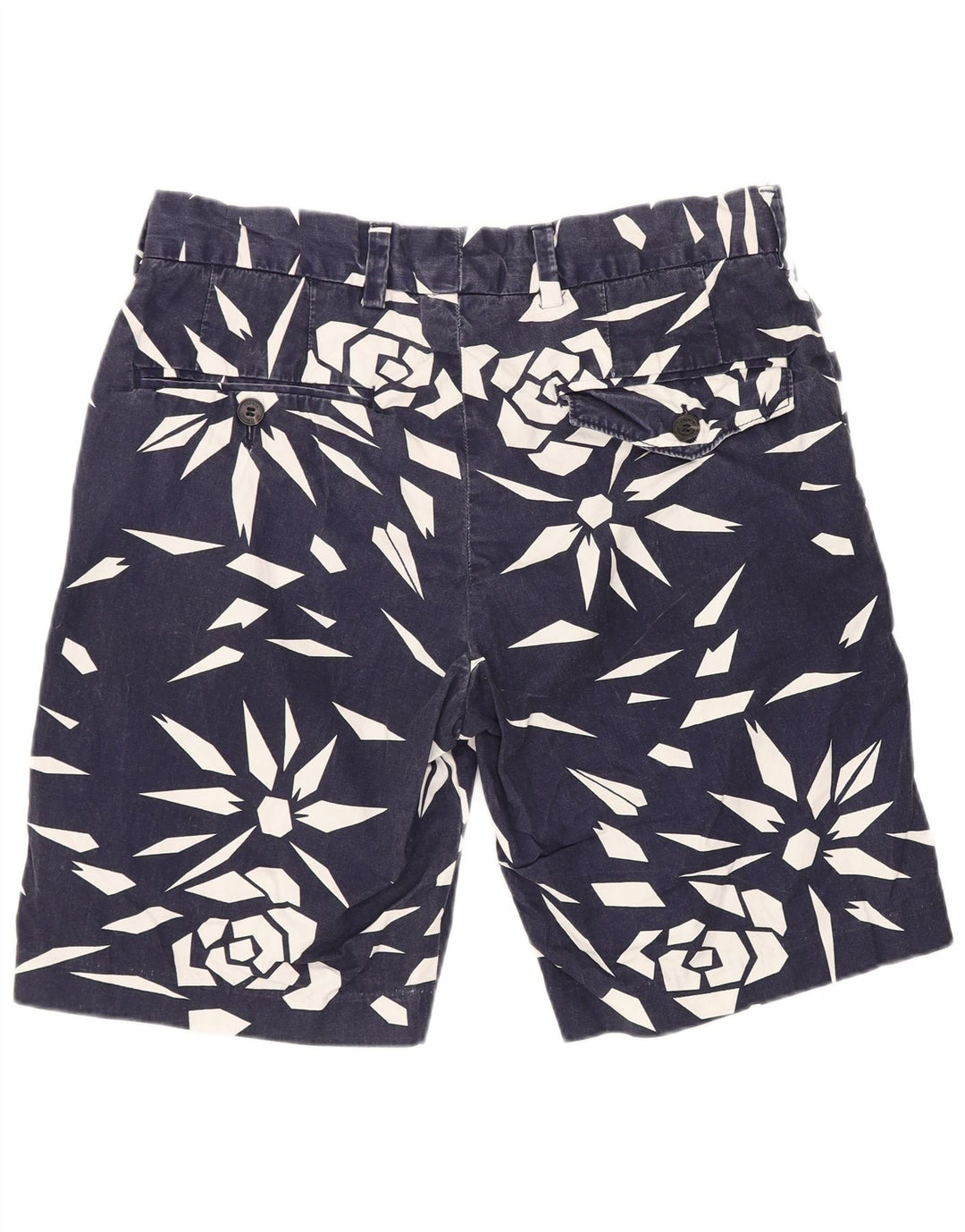 French Connection Mens Chino Shorts W30 Medium Blue Geometric Cotton