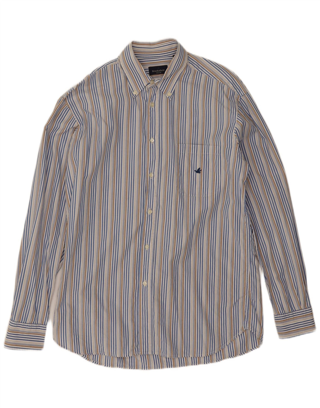 Brooksfield Mens Shirt Size 43 XL Multicoloured Pinstripe