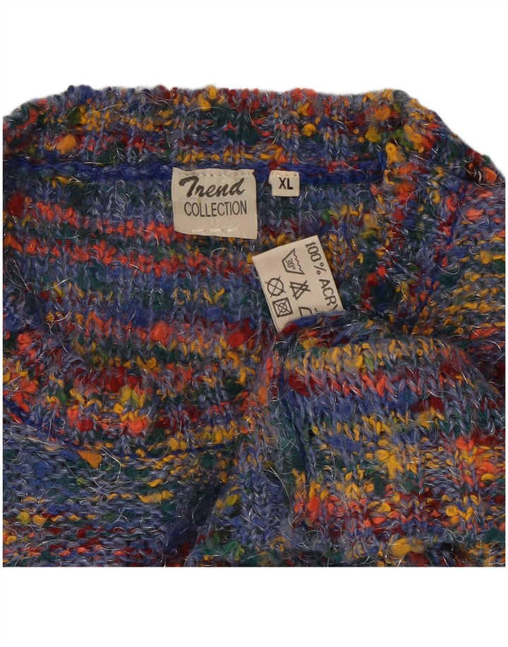 TREND Womens Crop Crew Neck Jumper Sweater UK 18 XL Multicoloured Flecked