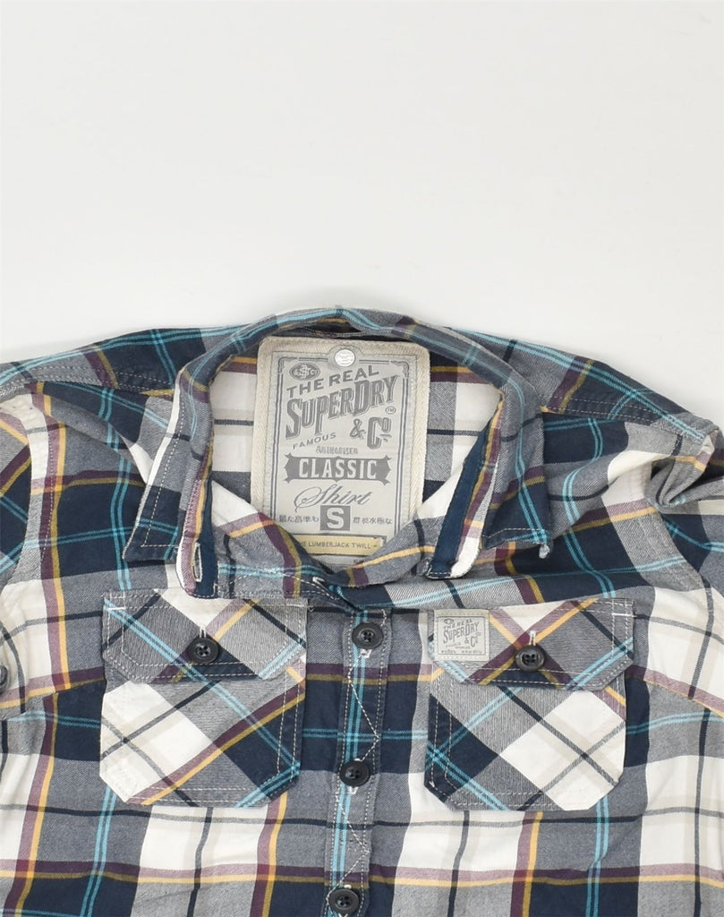 SUPERDRY Mens Shirt Small Blue Check Cotton | Vintage Superdry | Thrift | Second-Hand Superdry | Used Clothing | Messina Hembry 