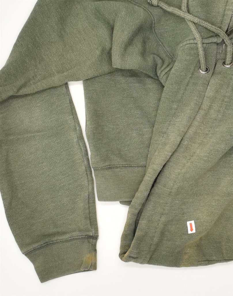 JACK WILLS Womens Zip Hoodie Sweater UK 12 Medium Khaki Cotton | Vintage Jack Wills | Thrift | Second-Hand Jack Wills | Used Clothing | Messina Hembry 